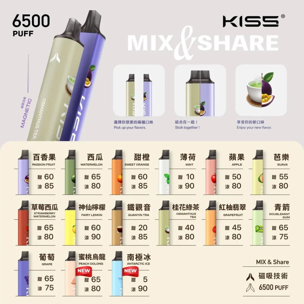 Kis5 凱斯 6500口電子煙｜一次性免充電 台灣現貨 $250 起 12種口味